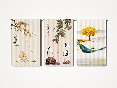 新中式现代窗帘 帘子门帘半帘浴帘 门帘 布帘 浴帘