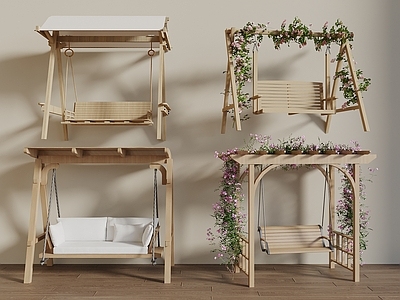 现代原木秋千椅 户外秋千椅 吊椅 花架秋千椅