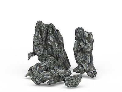 现代其他景观小品 公园石头