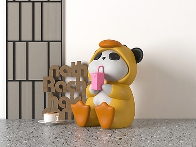 现代雕塑小品 现代 熊猫 雕塑 卡通 摆件
