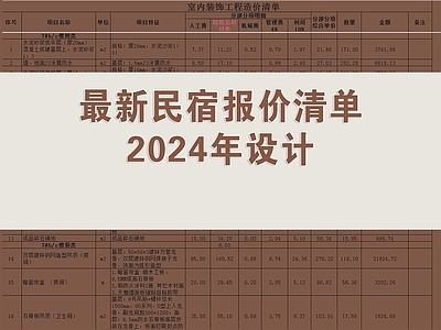 现代图例 民宿预算 民宿报价 民宿报价清单 施工图