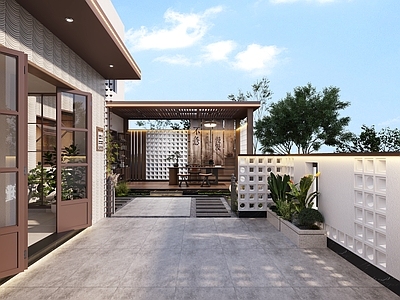 新中式住宅景观 新中式庭院设计