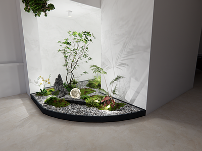 新中式庭院小品 室内景观 微景观 海岛春花
