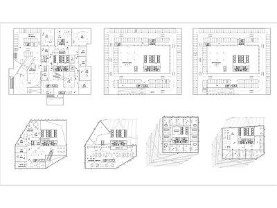 现代极简办公楼建筑 办公楼平面图 商务办公楼平面 施工图