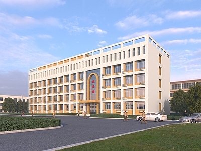 现代学校外观 教学楼 综合楼 办公楼 宿舍楼 五层办公楼