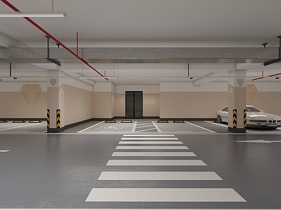 现代室内停车场 停车场 车库 停车场设计 交通设施