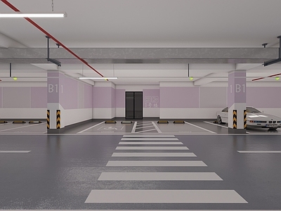 现代室内停车场 停车场 车库 地下停车场 停车场设计 交通设施