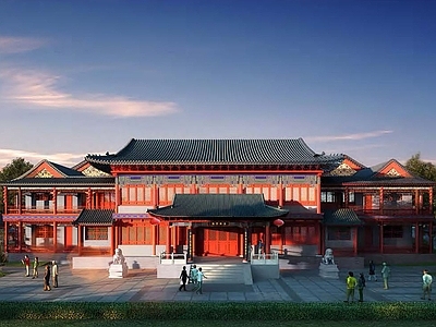 中式滨水景观 古建 岛屿四合院 中式风格 高端院落