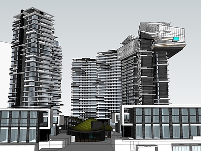 现代轻奢小区建筑 境外大区建筑设计 豪宅大平层建筑 轻奢商业街建筑 异形会所建筑 阔尺豪宅
