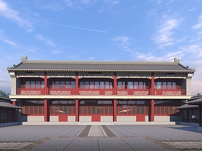 中式中古别墅外观 中式别墅 农村别墅 二层别墅 古建别墅