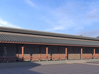 中式其他公共建筑 连廊 古建连廊 中式连廊