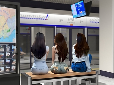 多人 地铁 多人 女人 地铁休息站 公共座椅