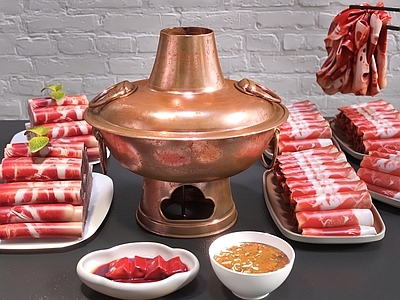 餐具 铜锅 火锅 涮羊肉 老铜锅 老北京涮肉
