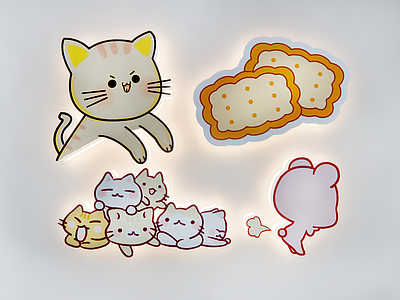 现代挂件 卡通猫 可爱装饰猫 猫咪元素 猫标识墙饰 猫图案立体装饰