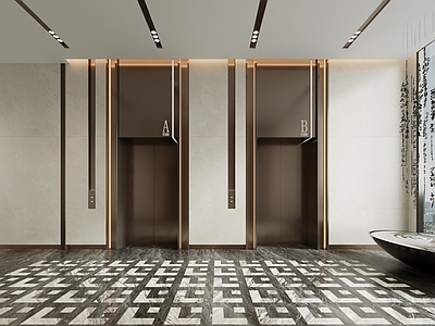 现代电梯间 现代电梯厅 酒店电梯间 办公电梯间