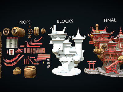 现代艺术风格建筑 蒸汽朋克房子 卡通建筑 木屋建筑 日式鸟居 鸟屋房子