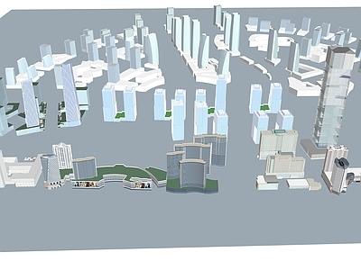 现代轻奢简模规划 周边建筑 建筑群 配套建筑 高层建筑 城市规划