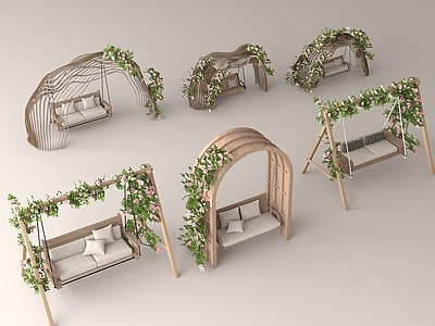 现代中式秋千椅 秋千 摇篮椅