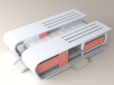 现代中式体育馆 建筑 体育馆 室内体育馆
