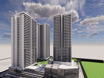 现代小区建筑 白色典雅小区