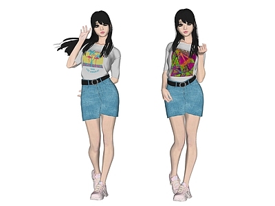 现代休闲短裤女生组合