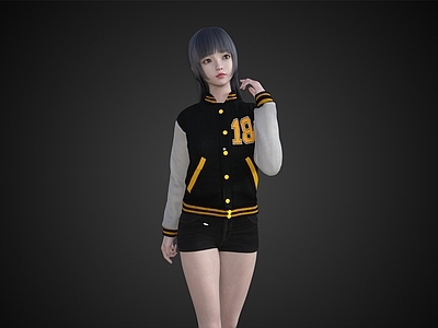 现代棒球服女生可爱女人