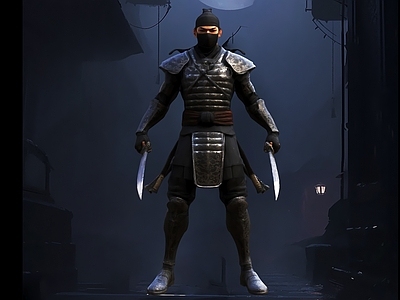虚拟人物 忍者 黑武士 游戏人物 武士刀 武士道