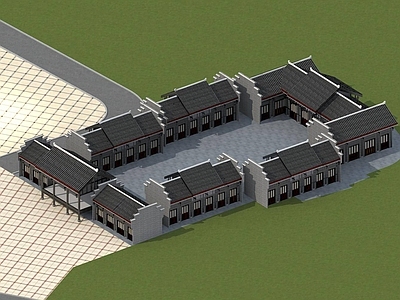 中式商业景观 中式居民楼 古建商业街