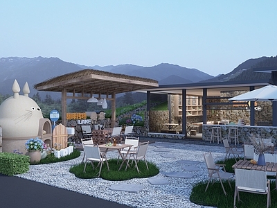 现代庭院小品 休闲山庄 露营营地 休闲座椅伞座 雕塑摆件 烧烤用品