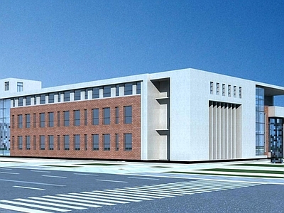现代学校外观 食堂建筑
