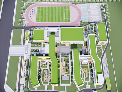 现代校园景观 中学校园 学校景观
