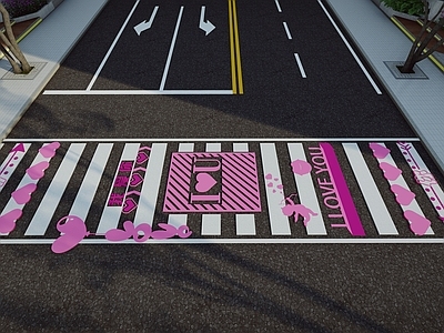 现代铺装 现代创意斑马线 艺术爱情斑马线 商业街地面涂鸦 道路划线铺装 趣味道路标线