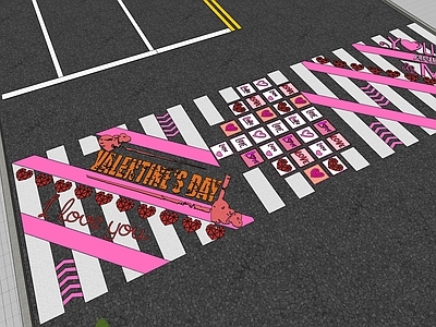 现代铺装 趣味道路标线 艺术爱情斑马线 现代创意斑马线 商业街地面涂鸦 道路划线铺装