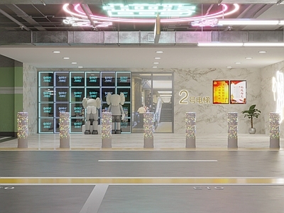 现代室内停车场 停车场 车库 交通设施 车库设施 地下停车场