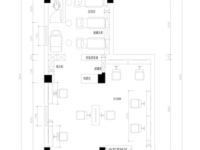 现代理发店 理发店平面图 施工图