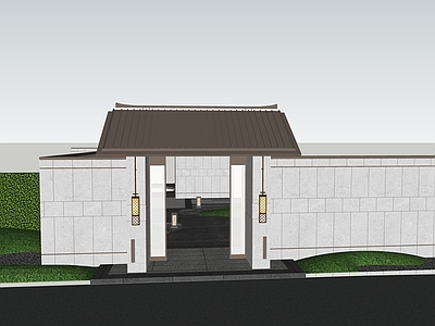 现代新中式庭院门 庭院门