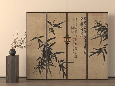 新中式屏风 竹质屏风 木屏风 可折叠屏风