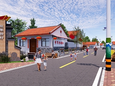 新中式现代乡村民房 新中式美丽乡村街 美丽乡村街道整治 乡村街道美化提升 红色文化乡村街道 乡村街道提升改造