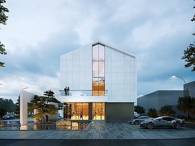 现代新中式其他文体建筑 现代夜景 高精度现实