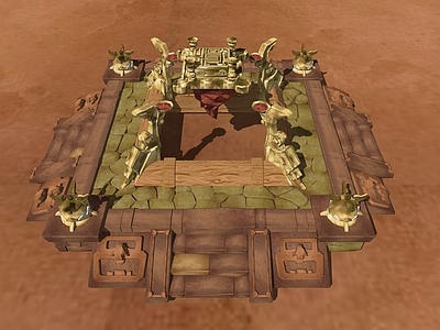 复古中古风格建筑 石质迷宫 场景建筑