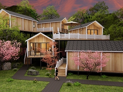 现代木屋 民宿建筑 民宿 度假酒店