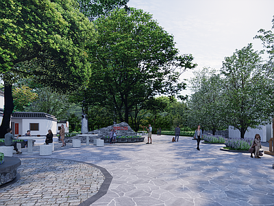 现代新中式口袋公园 公园广场