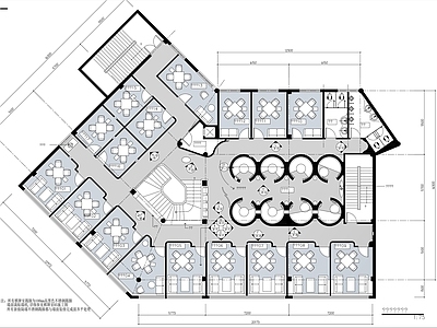 新中式棋牌室 两层麻将馆 会所 平面布置图 施工图