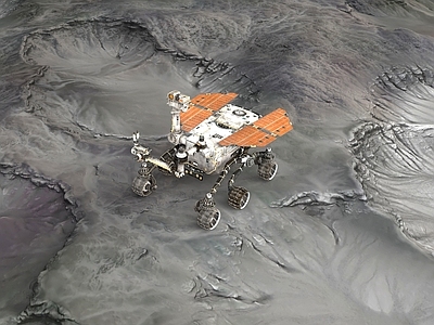 工业设备 月球探测仪 宇宙星空星球 科幻场景月球表面 探勘车探测车 太阳能月球地形