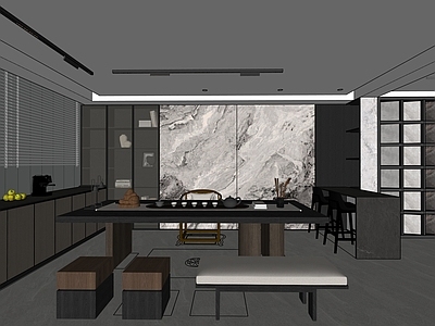 现代新中式其他店铺 石材展厅 新中式展厅