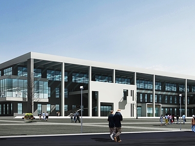新中式现代学校建筑 食堂 大学食堂 校园建筑