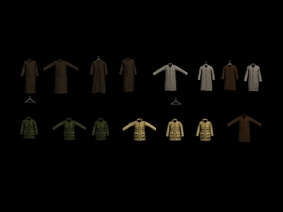 现代服饰衣物大衣高模合集