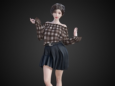 现代休闲装女生可爱女孩短裙