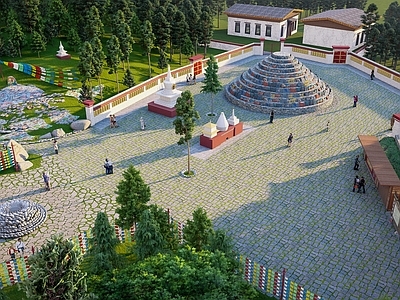 中式广场景观 藏式广场景观 藏式景区