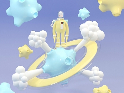 现代陈列摆件卡通太空宇航员